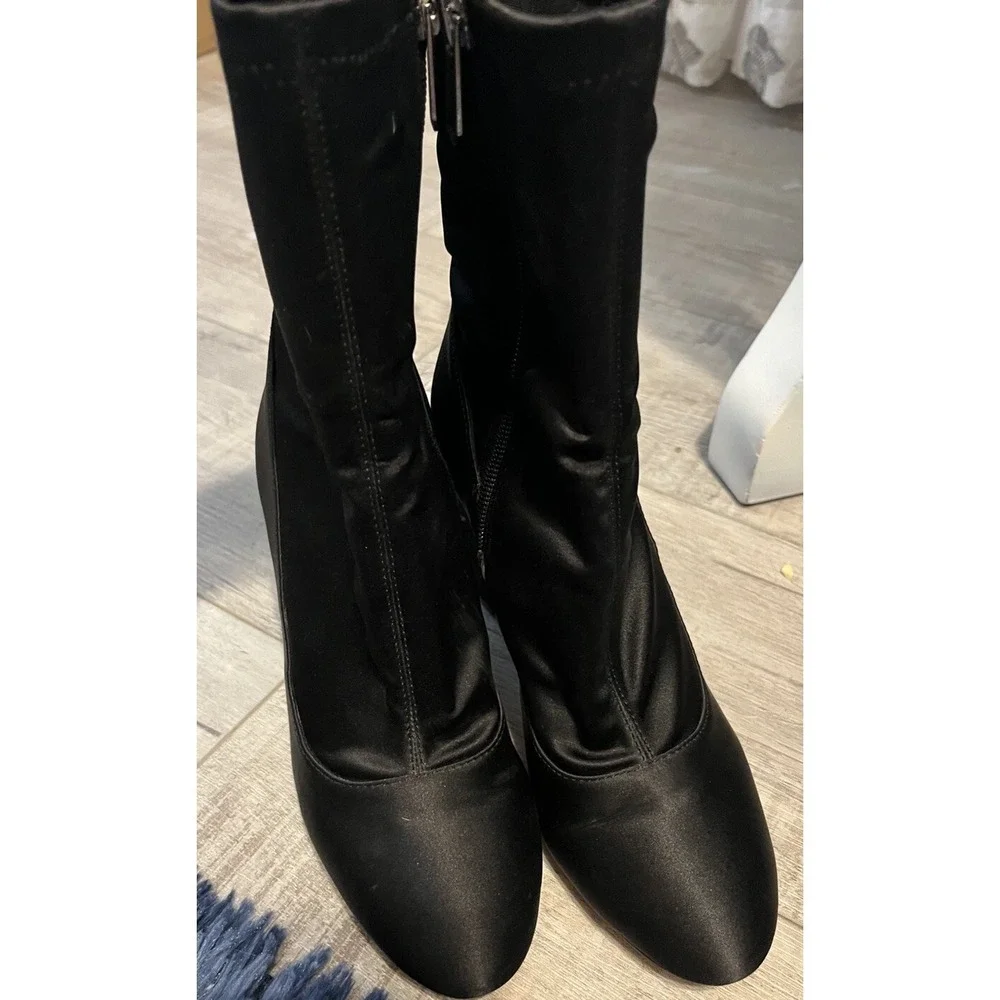 Women's Sam Edelman Calexa Sock‎ Bootie Size 6M Black Stretch Satin